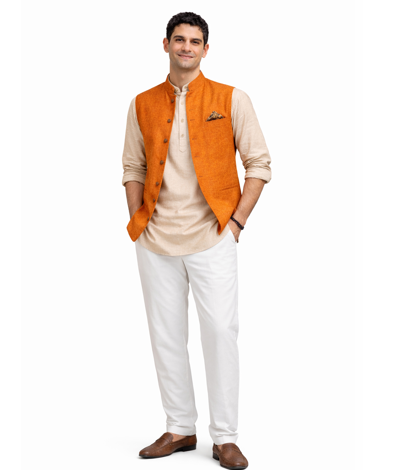Rust Orange Nehru Jacket