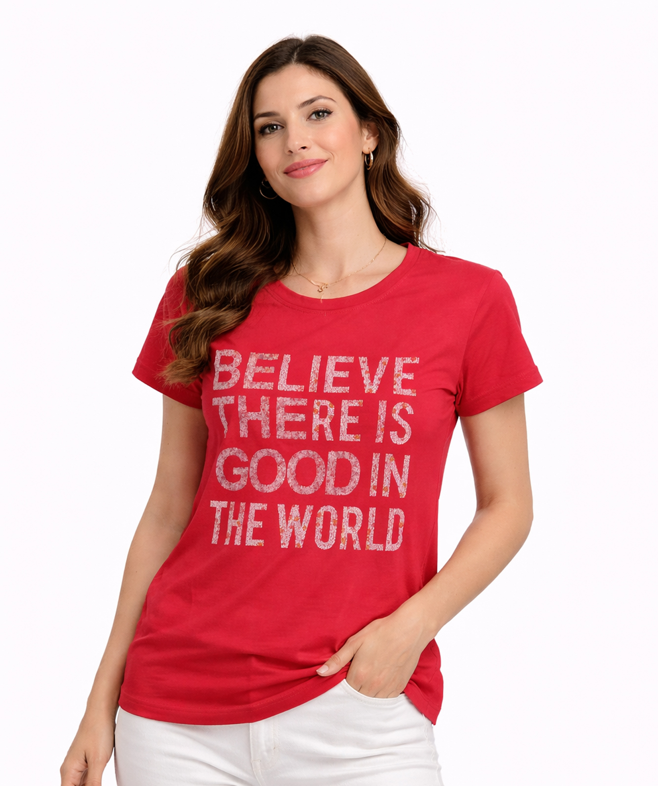 Red Positive Slogan Top