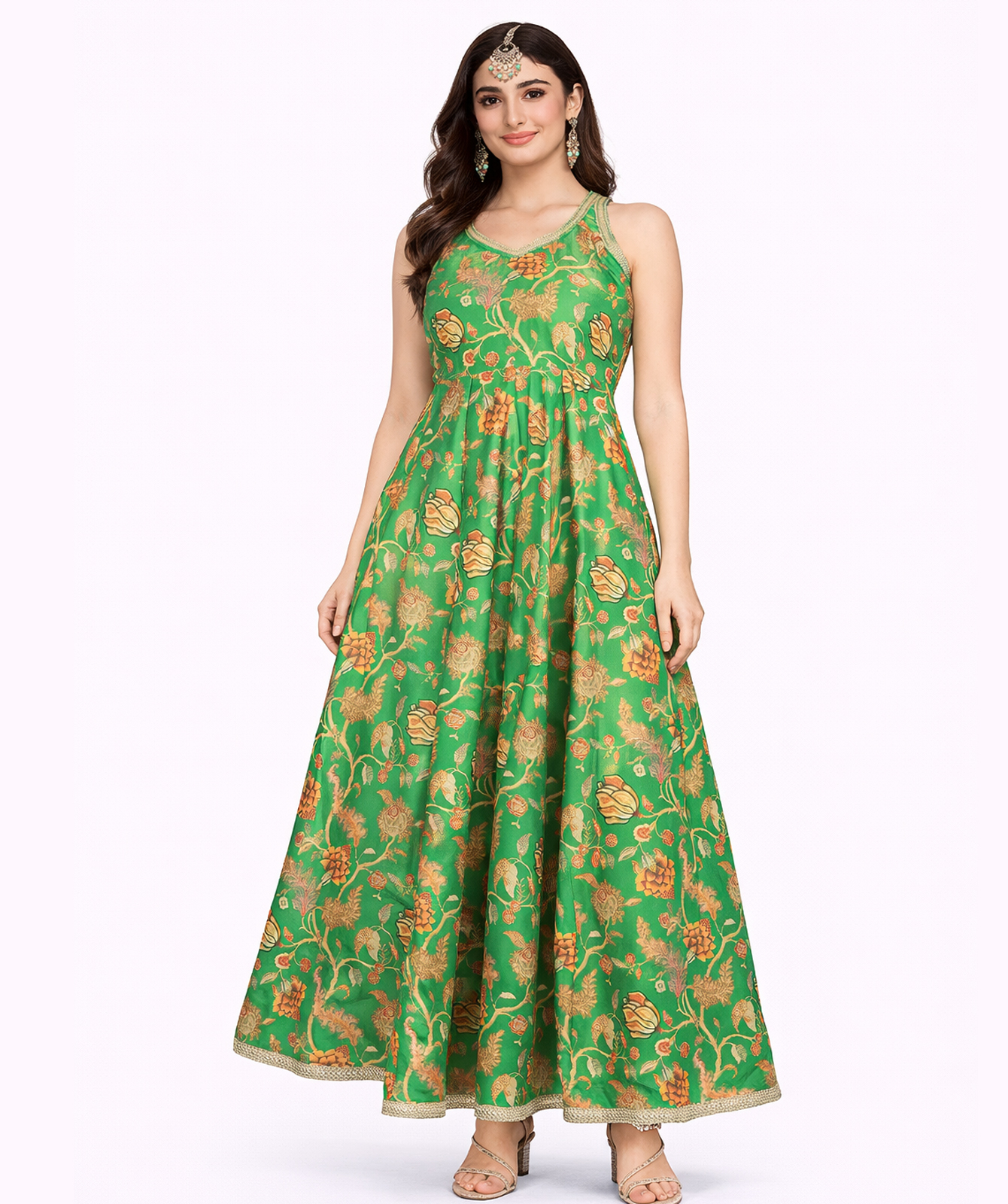 Green Floral Maxi Dress