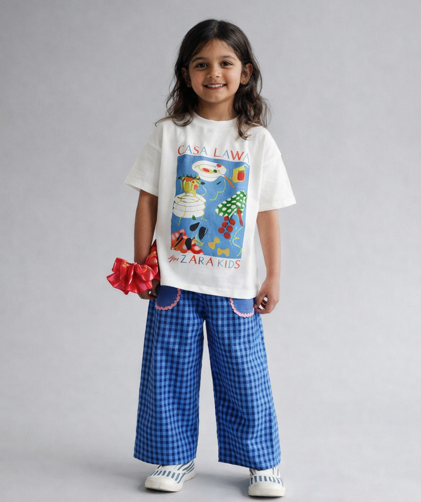 White Graphic Kids Dress